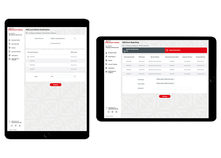 Merchant Portal Solution screens