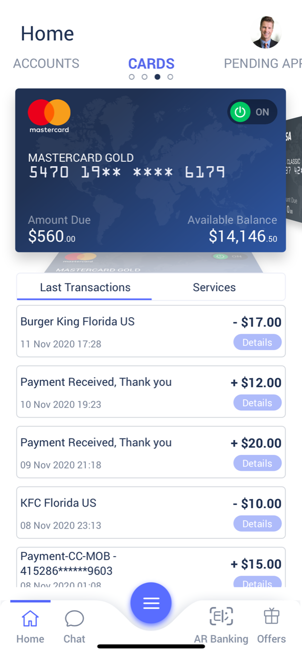 mobile banking solution screen