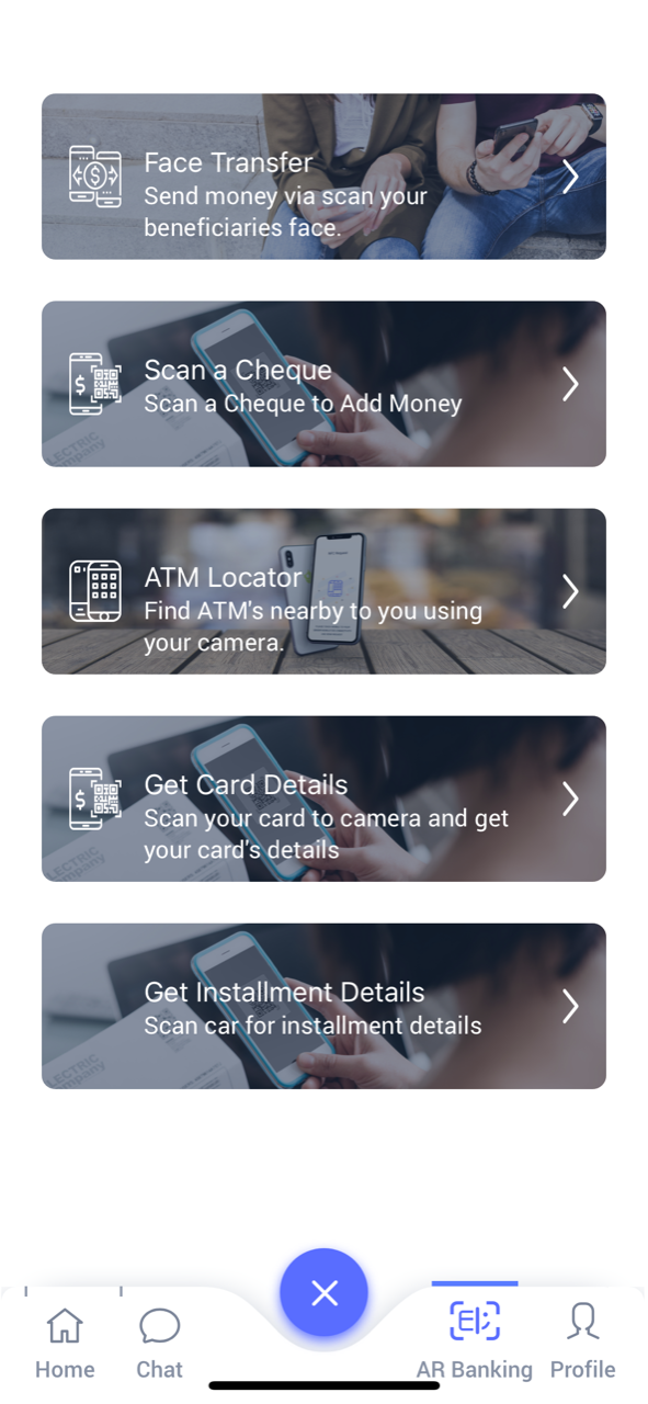 mobile banking solution screen
