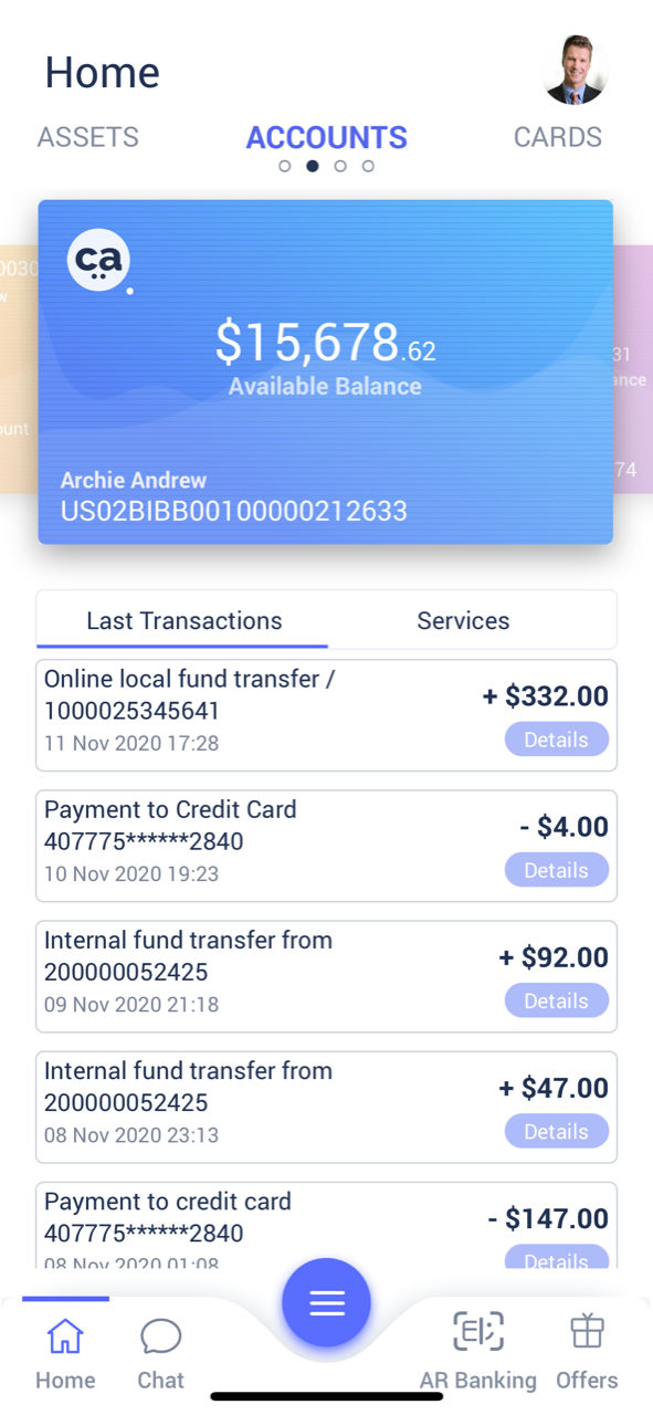 mobile banking solution screen