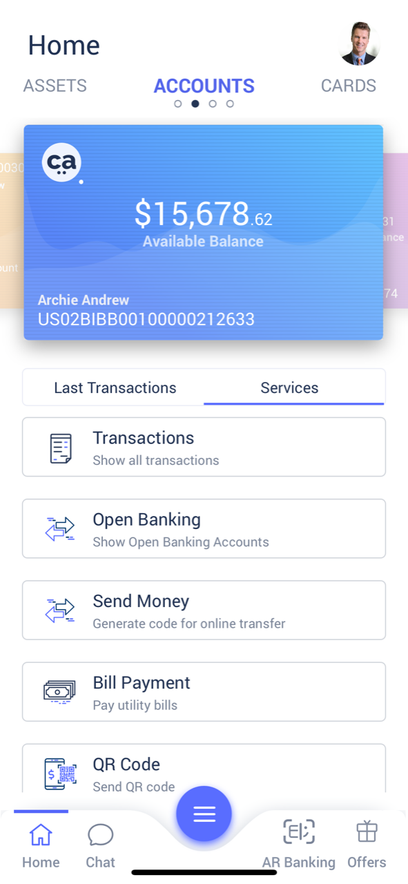 mobile banking solution screen