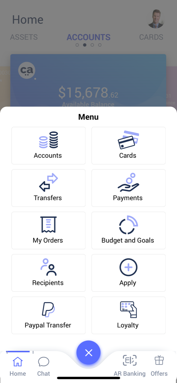 mobile banking solution screen