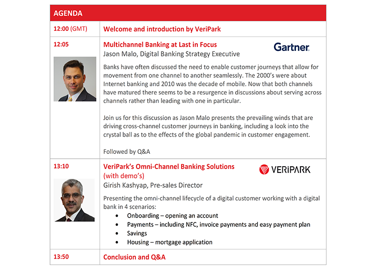 Gartner VeriPark Banking Webinar Agenda