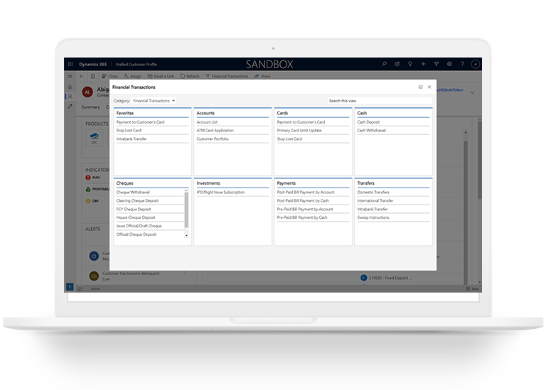 Veritouch app for Microsoft cloud for Financial services - Financial Transactions