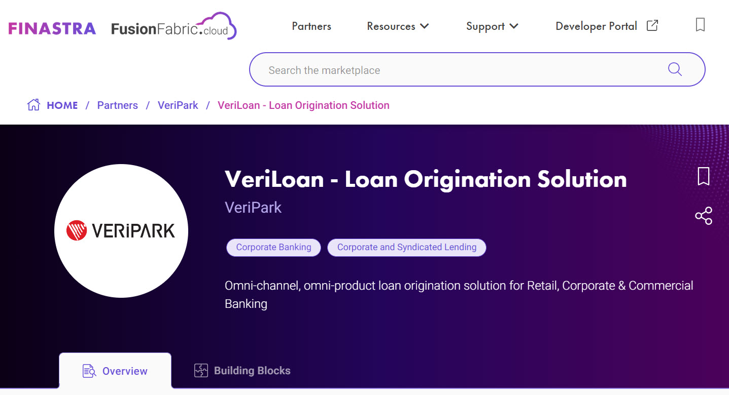 VeriLoan on Finastra FusionFabricStore screenshot