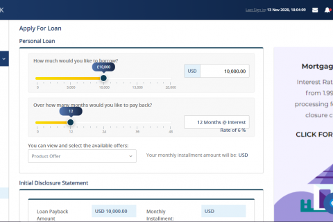 Retail Internet Banking Screenshot