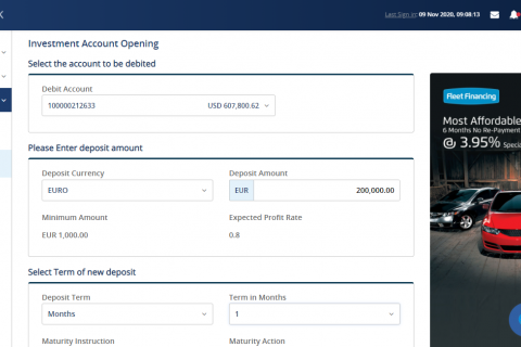 Corporate Internet Banking screen