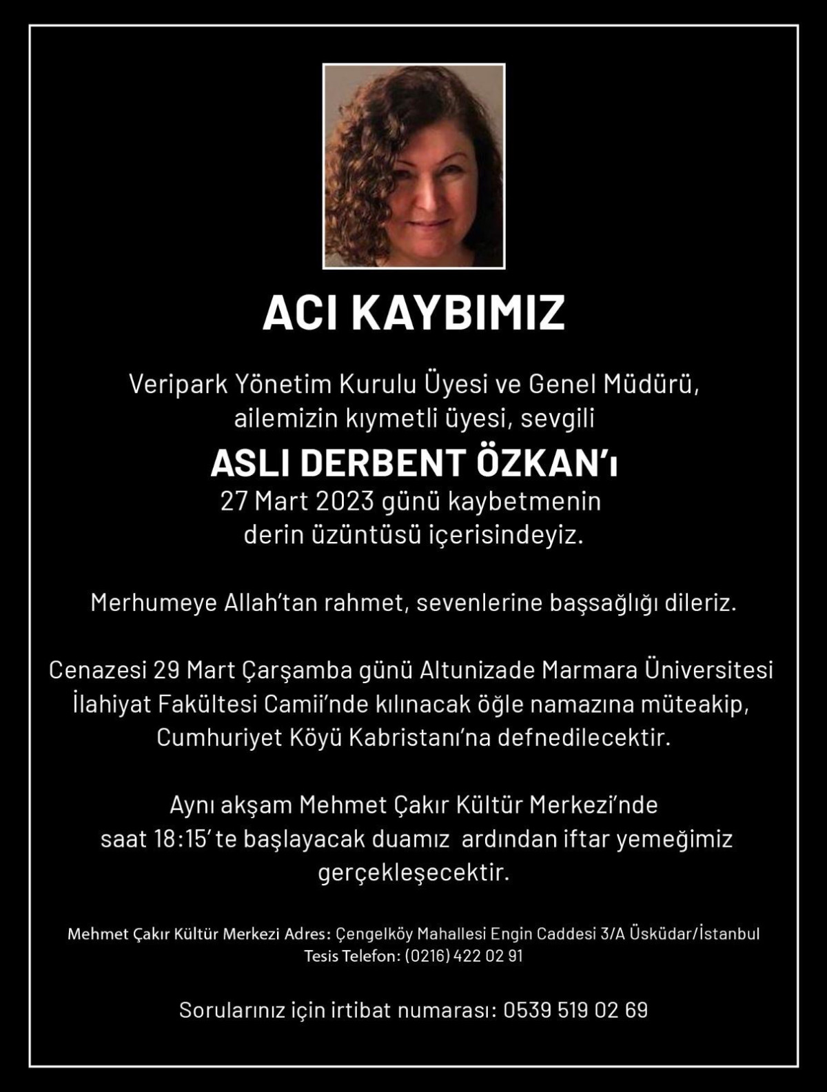 Asli Derbent Ozkan funeral